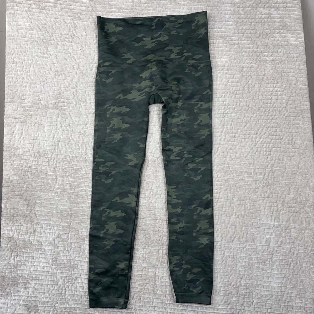 Spanx Look at Me Now Seamless Camo Leggings Green 1X Plus Size High Waist